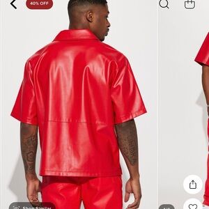 Men’s fashion Nova red leather shirt